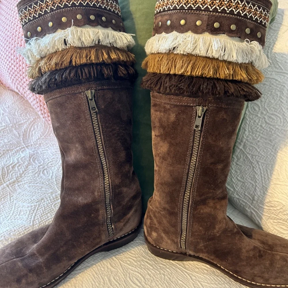 Ugg Brown and Tan Fringe Boots Size 8